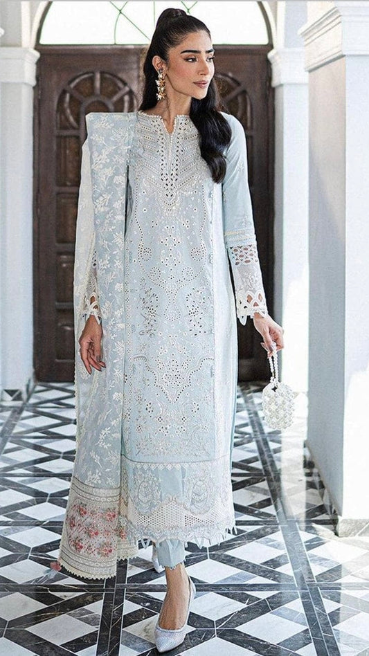 QALAMKAR LAWN SKY BLUE